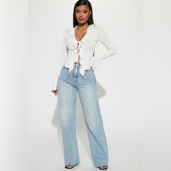 Jade Open Front Ruffle Top - Ivory - Picture 2 of 2